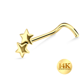 14K Gold Double Stars Nose Stud G14NSKB-1008